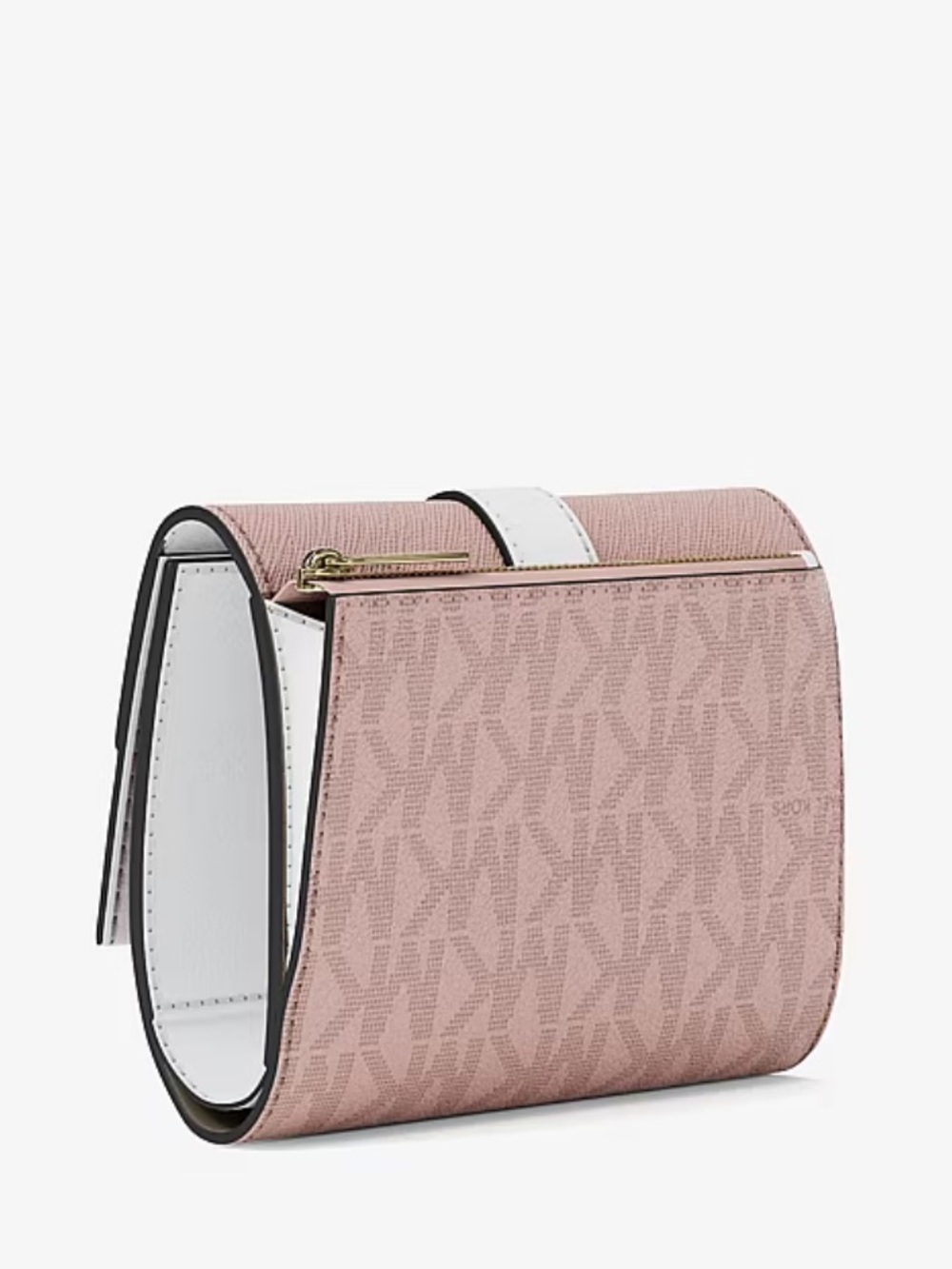Michael Kors Blush Pink and White MK Signature Compact Wallet - Picture 6 of 16